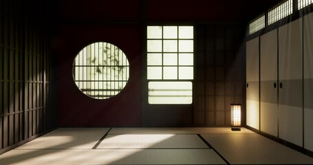 Wall Mural - Minimal room japanese style design.3D rendering