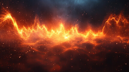 Poster - sound waves radiating from center in vibrant orange hues