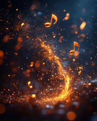 Poster - Magical music notes swirl in vibrant, glowing space