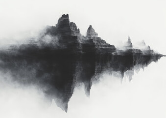 Poster - Abstract sound frequencies create monochrome landscape