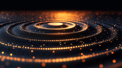Poster - sound waves create mesmerizing circular pattern in orange