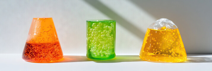 Poster - Three Glass Containers with Bubbly Liquids