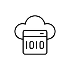 Poster - Binary code cloud outline icons, minimalist vector illustration ,simple transparent graphic element .Isolated on white background