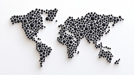 Aufkleber - Black dotted minimalist world map showing continents on white background, ideal for global business, travel, and geography concepts