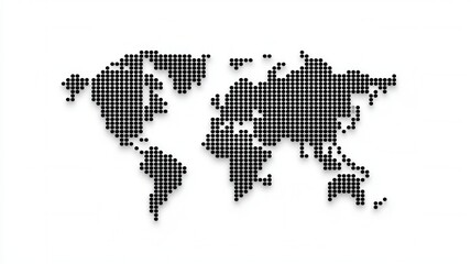 Aufkleber - Black dotted minimalist world map showing continents on white background, ideal for global business, travel, and geography concepts
