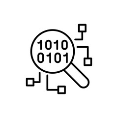 Poster - Binary code analytics outline icons, minimalist vector illustration ,simple transparent graphic element .Isolated on white background