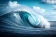 © TGEN - Majestic Ocean Wave Crashing in Serene Blue Atmosphere