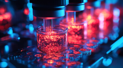 Poster - Close up of bioprinting nozzles creating tissue structure