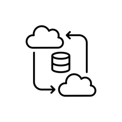 Poster - Cloud storage outline icons, minimalist vector illustration ,simple transparent graphic element .Isolated on white background