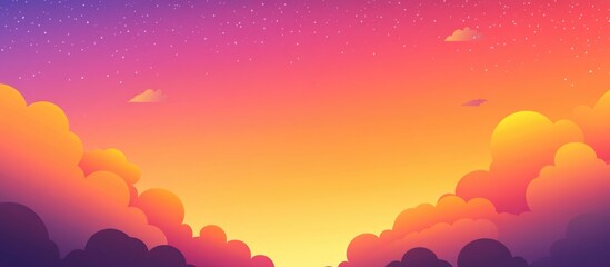 Aufkleber - Vibrant sunset sky background with colorful clouds and subtle starry elements creating a serene and tranquil atmosphere for design use
