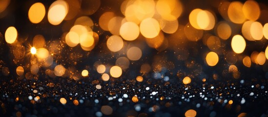 Poster - Elegant vintage lights with silver and black glitter creating a defocused bokeh background for festive or celebratory themes
