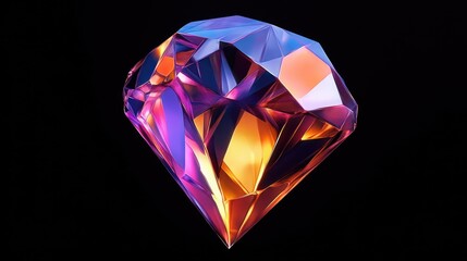 Aufkleber - Vibrant diamond crystal with reflective facets isolated against a dark background showcasing elegance and luxury.