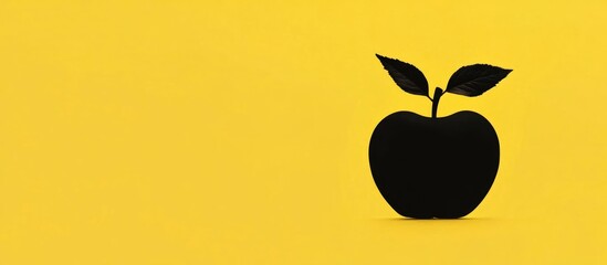 Aufkleber - Silhouette of an apple against a bright yellow background with ample space for text or design elements in a minimalistic style