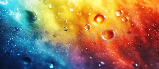Aufkleber - Abstract macro shot of colorful water bubbles with a cosmic theme illustrating molecular structures in a vibrant universe background.