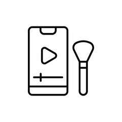 Poster - Make up video tutorial outline icons, minimalist vector illustration ,simple transparent graphic element .Isolated on white background