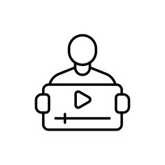 Poster - Video tutorial outline icons, minimalist vector illustration ,simple transparent graphic element .Isolated on white background