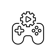 Poster - Video game tutorial outline icons, minimalist vector illustration ,simple transparent graphic element .Isolated on white background