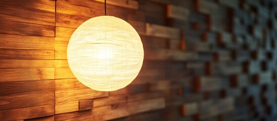 Aufkleber - Vintage sphere lamp illuminating wooden wall creating a warm and inviting atmosphere in stylish interior decoration design.