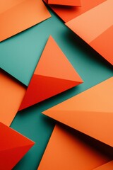 Wall Mural - Abstract Orange and Teal Geometric Shapes Design