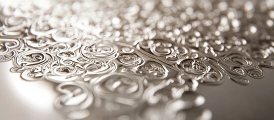 Aufkleber - Intricate silver texture with blurred background creating a luxurious and elegant visual aesthetic for design projects.
