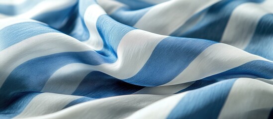 Aufkleber - Silk striped fabric featuring elegant blue and white stripes ideal for fashion and design projects with a soft luxurious finish.