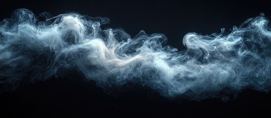 Aufkleber - Translucent ethereal smoke wisps gracefully drifting on a deep dark background for a mystical or atmospheric visual effect.