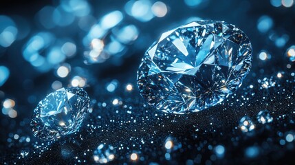 Aufkleber - Cascading diamonds sparkling against a dark backdrop with ample copyspace for promotional or branding text.