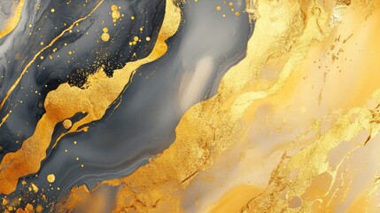 Poster - Elegant Yellow and Gold Watercolor Splash Background with Space for Text Ideal for Prints and Invitations