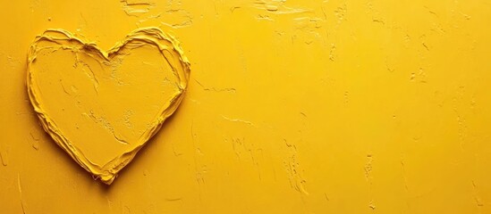 Poster - Vibrant Yellow Heart Shape Against Smooth Yellow Background with Room for Inspirational Text or Creative Messages