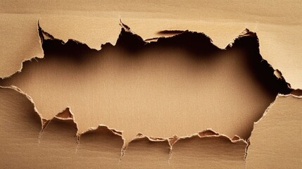 Poster - Torn Brown Paper Background with Empty Space for Text or Branding Use