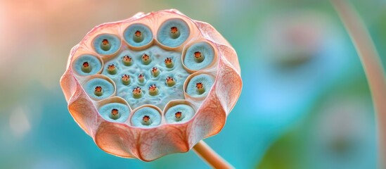 Aufkleber - Uncommon Aqua Lotus Seed Pod with Unique Aesthetic Features in Soft Natural Light