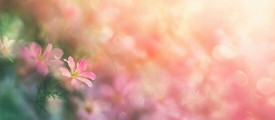 Aufkleber - Spring abstract blurred bokeh of soft pink and white Cosmos flowers in a dreamy colorful background