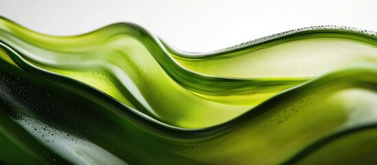 Poster - Vibrant abstract green waves representing zucchini textures in a studio setting showcasing organic forms and reflections.