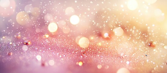 Poster - Water droplets creating vibrant splashes on a soft bokeh background with hues of pink, gold, and white for a dreamy atmosphere.