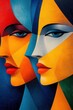 © CreativeSeven  - Vibrant abstract art depicting colorful female faces artistic studio digital illustration contemporary style close-up perspective