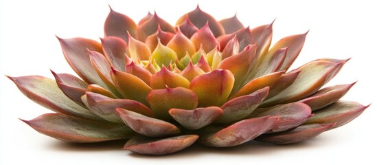 Sticker - Vibrant succulent plant closeup showcasing intricate details and colors against a clean white backdrop ideal for nature-themed projects.