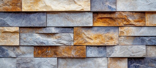 Wall Mural - Natural Stone Wall Texture with Varied Colors and Patterns for Architectural Design and Background Applications