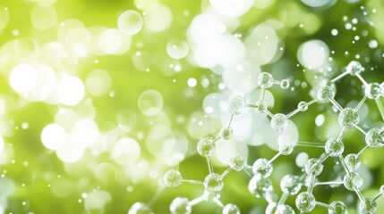 Poster - Molecular Structure on a Green Background with Bokeh Light Effects