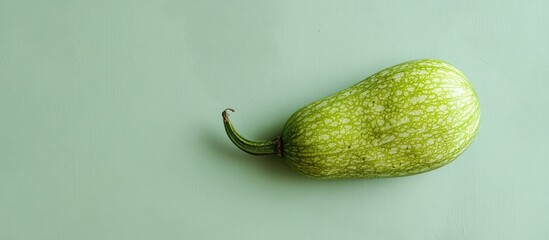 Wall Mural - Sponge gourd vegetable on a soft light green background highlighting its texture and shape in a minimalist style