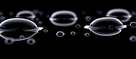 Aufkleber - close-up of water droplets reflecting on a black surface creating a serene and modern aesthetic for 
