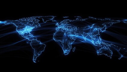 Poster - Global Network: Illuminating Connections, Visualizing Worldwide Interconnectivity,  Dynamically Showcasing Data Flows