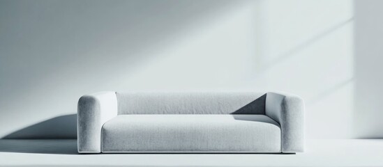 Aufkleber - Contemporary grey sofa in a minimalist studio setting with soft shadows on a white background
