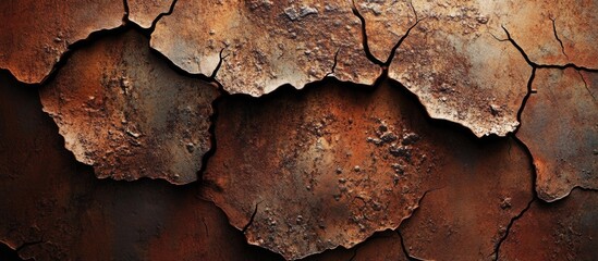 Poster - Rusty metal wall texture with cracks and scratches ideal for backgrounds or design elements in industrial and vintage-themed projects