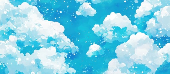 Wall Mural - vivid colorful texture pattern of fluffy white clouds against a bright blue sky representing beautif