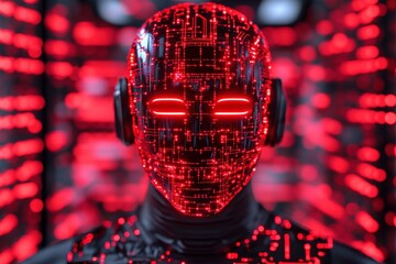 Poster - ai deepfake scammer call center with ai voices futuristic environment cybernetic perspective