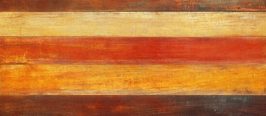 Wall Mural - Striped wooden desk texture with natural grunge background in warm tones of brown red and yellow for design and decoration use.