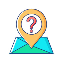 Poster - question mark in a map pin location inquiry icon, question mark in a map pin location inquiry vector,