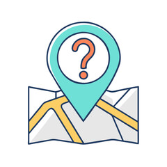 Poster - question mark in a map pin location inquiry icon, question mark in a map pin location inquiry vector,