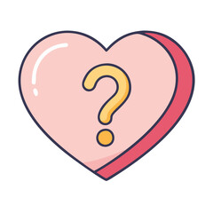 Poster - question mark in heart emotional query icon, question mark in heart emotional query vector,