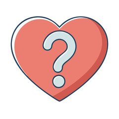 Poster - question mark in heart emotional query icon, question mark in heart emotional query vector,